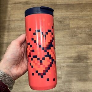 💗NWT💕Starbucks 2025 Pink & Red Pixel Hearts Valentines SS Bottle Tumbler